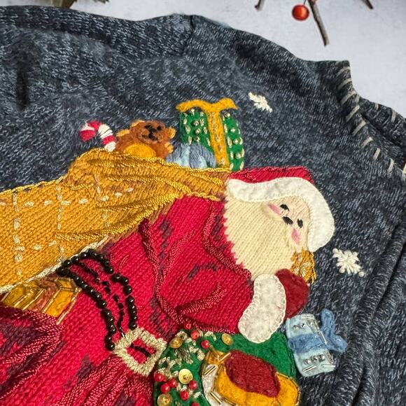 Tiara International 2003 Christmas Knit Zipper Front Cardigan Size Large - Picture 3 of 10